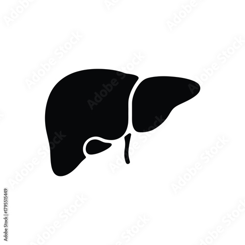 Simple black silhouette icon of the human liver organ