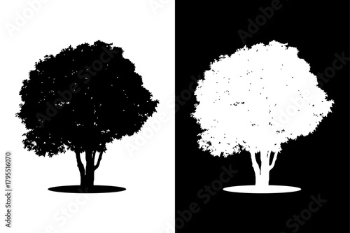 Tree silhouettes icon isolated on a white black background for design elements.