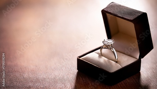 shiny diamond ring resting in its elegant box ready for a proposal