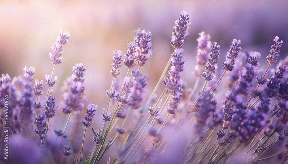 Obraz premium beautiful lavender flowers with soft pastel background and light