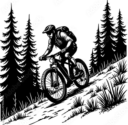 Mountain Trail Rider Black Vector
