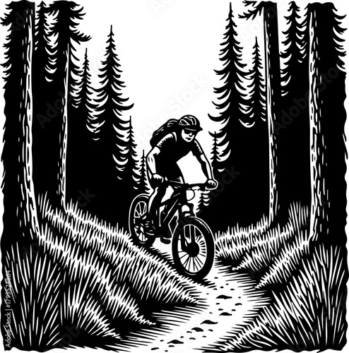 Mountain Trail Rider Black Vector