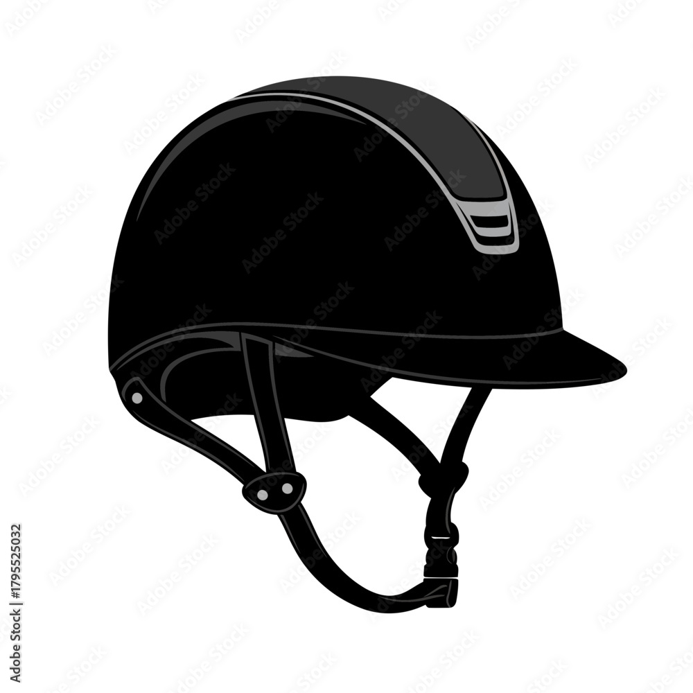 Fototapeta premium Black equestrian riding helmet with chin straps