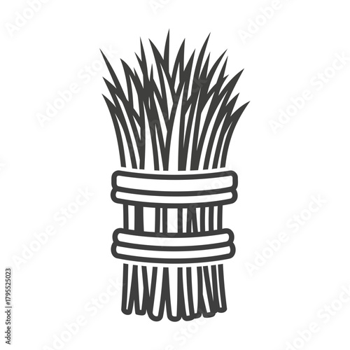 A stylized illustration of a bundle of wheat stalks tied together with ropes, isolated on a