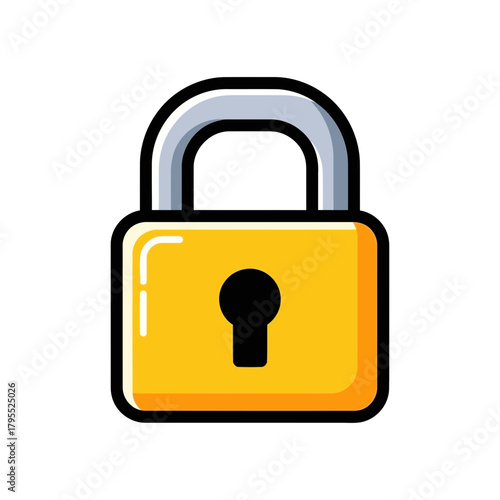 A bright yellow padlock with a silver shackle, symbolizing security and protection, isolated on a clean