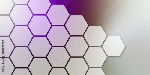 Abstract hexagonal pattern on gradient background. hexagonal pattern in shades of white, creating a modern 3D effect. abstract background with hexagons. smooth transitions between each white hexagon.