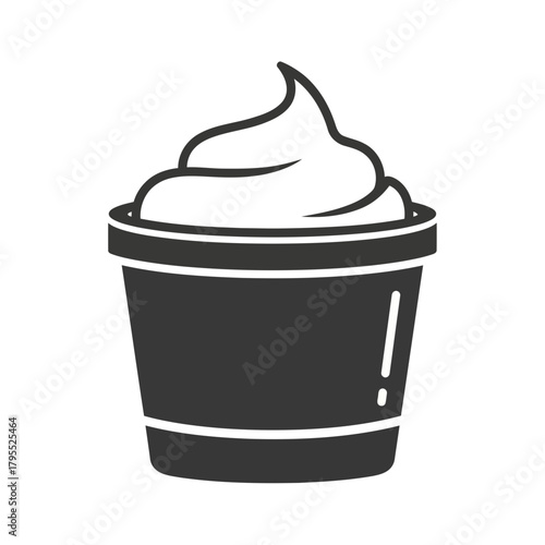 Stylized black icon of whipped cream in a cup