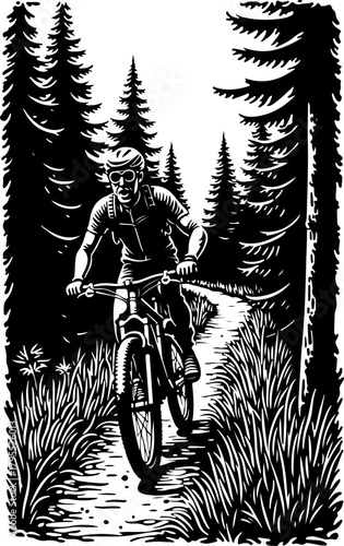 Mountain Trail Rider Black Vector