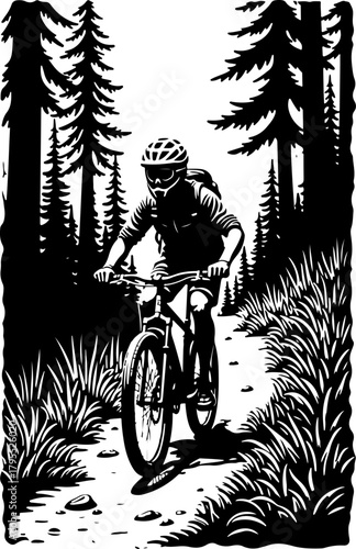 Mountain Trail Rider Black Vector