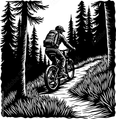 Mountain Trail Rider Black Vector