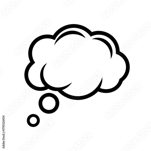 Empty black thought bubble with small circles