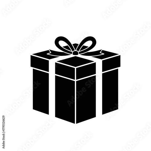 Black gift box with ribbon and bow