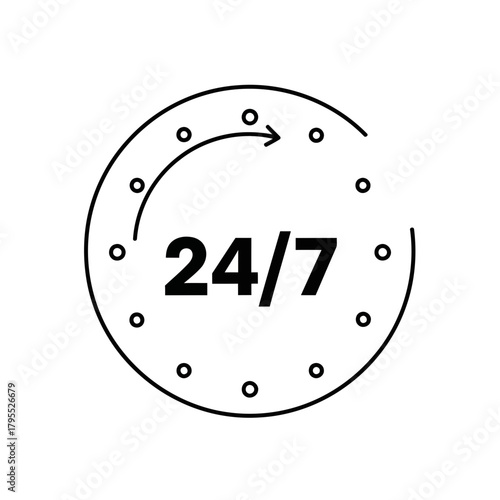 247 service icon, representing round the clock availability