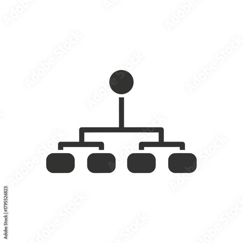 Simple organizational chart icon with a hierarchical structure and connected nodes