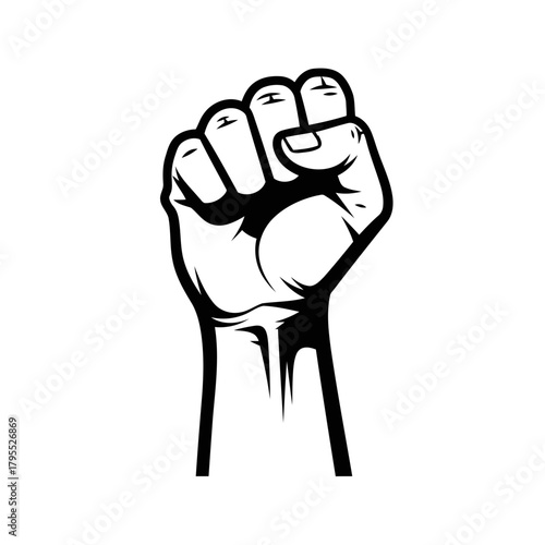 Raised clenched fist symbol of protest and power