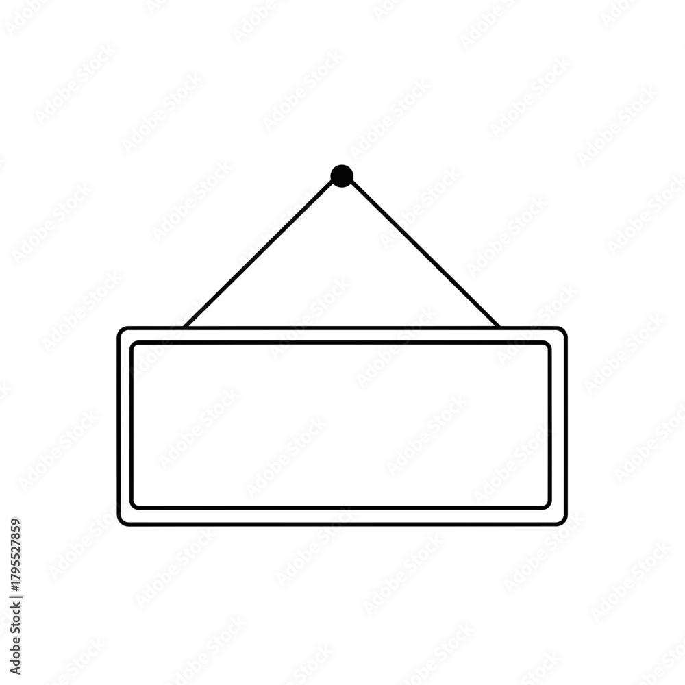 Naklejka premium Blank rectangular sign hanging from a string