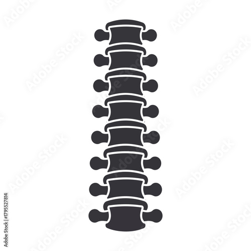 Stylized illustration of a human spine with vertebrae and discs