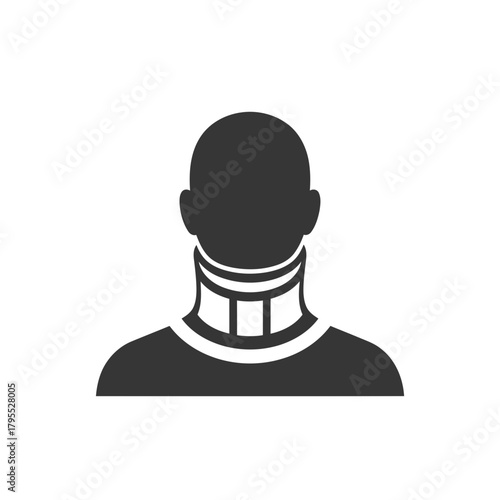 Silhouette of a person wearing a neck brace