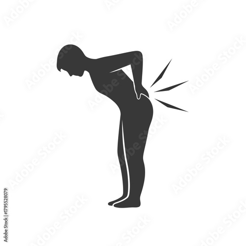 Silhouette of a person bending over with hands on their lower back, indicating pain