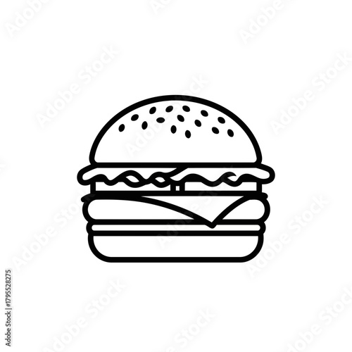 Simple line art illustration of a hamburger