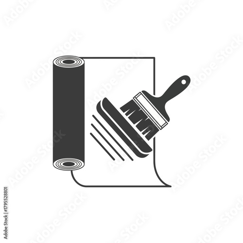 Wallpaper roll and paintbrush icon