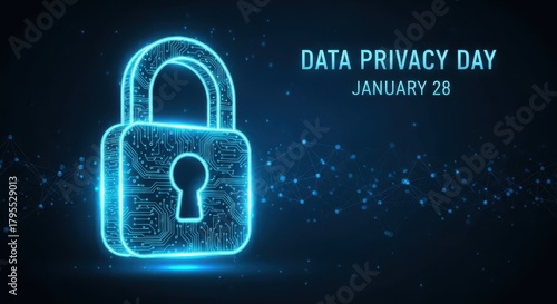 Data Privacy Day Digital Lock. Ai generation