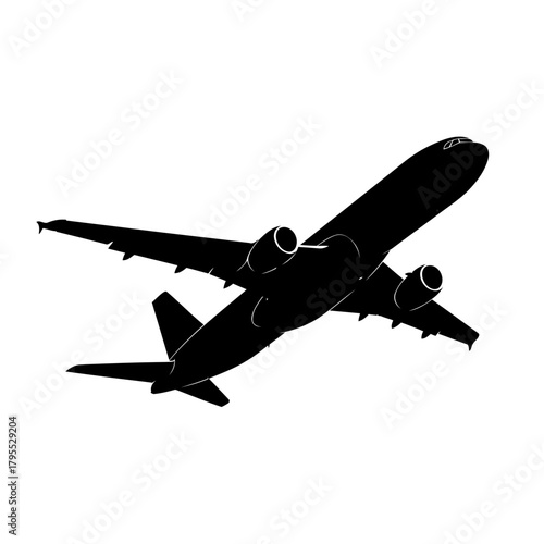 Silhouette of a commercial airplane taking off