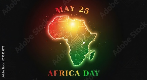 Africa Day Celebration with Illuminated Map. Ai generation