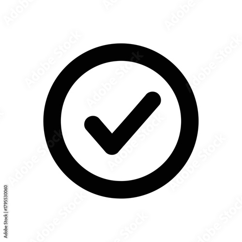 Black check mark inside a circle