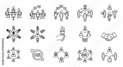 Illustration of business and human resources concepts showing teamwork and collaboration and leadership roles