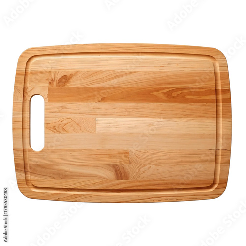 Wooden Cutting Board Centered on White Background – High-Resolution Studio Lighting Product Photo for Recipe Blogs and Food Mockups
