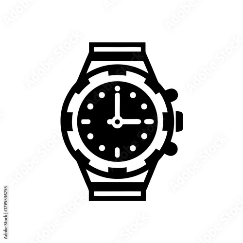 Illustration of a wrist watch object on transparent background silhouette