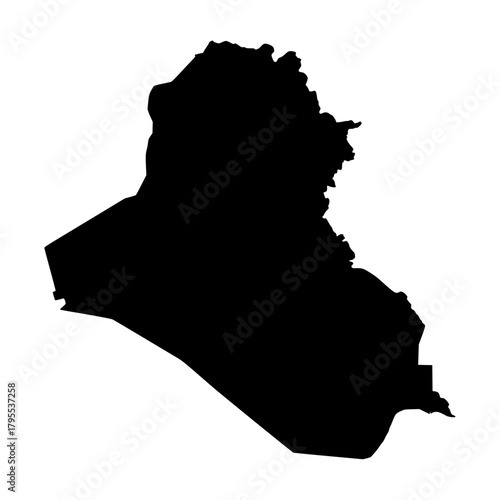 Iraq silhouette map. Iraq map vector. Iraq map on white background