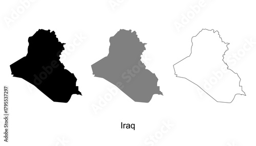 Iraq map set. Iraq map vector. Iraq map on silhouette, gray, and outline