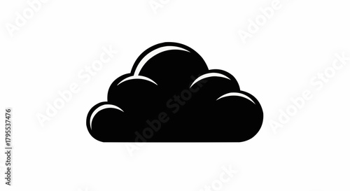 Illustration of a simple black cloud shape with rounded edges on a plain white background view