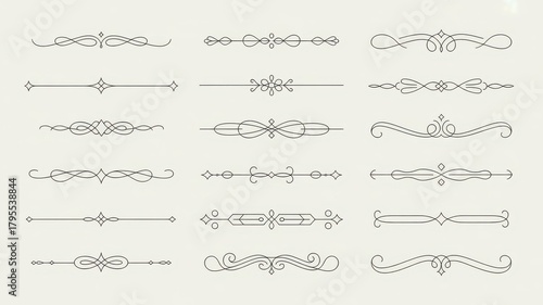 Elegant ornate decorative flourish borders and dividers collection