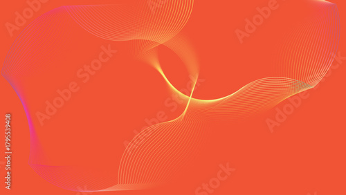 Pregnant woman with red heart vector illustration on floral gold elegant backdrop design. linear waves abstract futuristic tech background. 