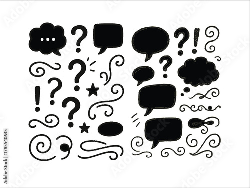 cartoonish hand drawn symbols set