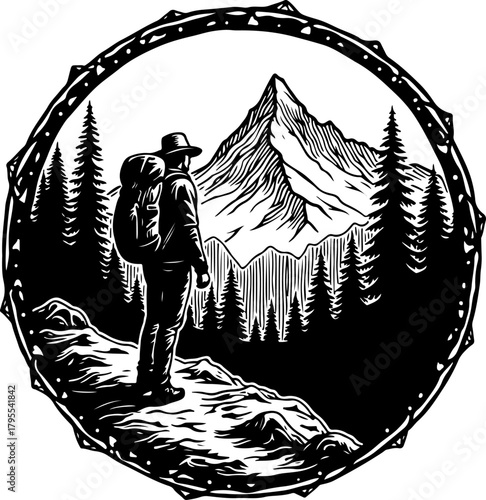 Mountain Trail Rider Silhouette Vector