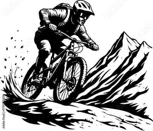 Mountain Trail Rider Silhouette Vector