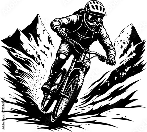 Mountain Trail Rider Silhouette Vector
