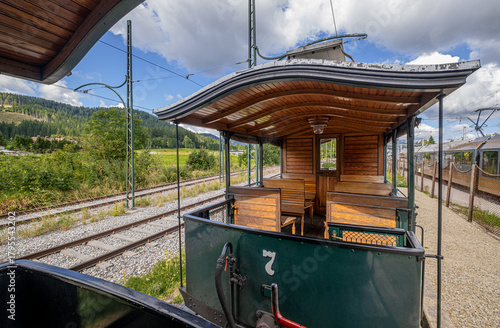 Mariazell Railway station, the home hub of the electrically operated narrow-gauge Mariazell Railway from St. Polten via the Pielach Valley to Mariazell, Austria