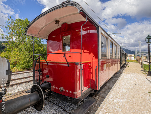 Mariazell Railway station, the home hub of the electrically operated narrow-gauge Mariazell Railway from St. Polten via the Pielach Valley to Mariazell, Austria