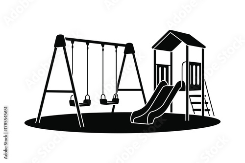Playground equipment with swings and slide