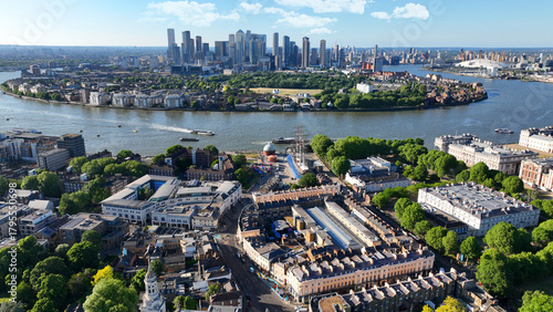 Fotografi Aerial drone photo of scenic village of Greenwich and Peninsula of Northern part