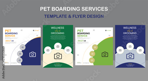 Pet care premium vectors, social media post.Pet care center flyer design template or pet adoption poster design. Professional Pet Clinic Flyer Vet and Animal Care Animal Rescue and Charity Flyer.