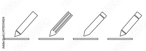 Edit text isolated icon, draw line pencil linear icon, editing content outline vector icon with editable stroke.