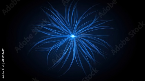 A digital illustration of a blue flower with a radiant center.
