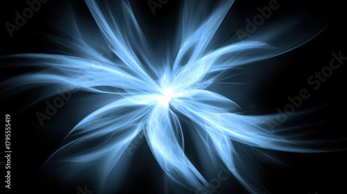 A digital illustration of a blue flower with a radiant center.