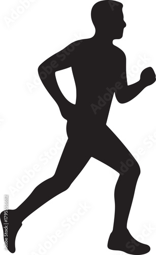 Silhouette of a man running with determination, capturing the energy of movement.